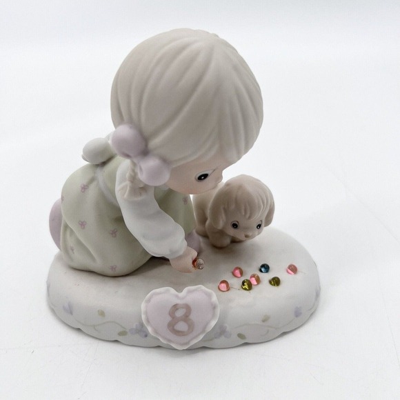 1995 Precious Moments Growing In Grace Age 8 Figurine Girl With Dog - Picture 1 of 7